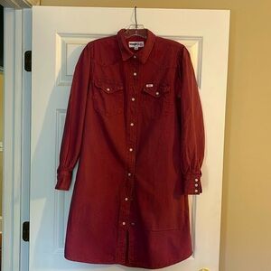 Pink Wrangler Barbie Western Shirt Dress, Medium